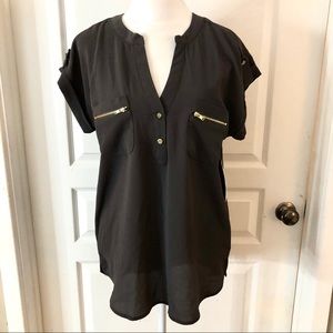 NWT Lily White slate gray blouse